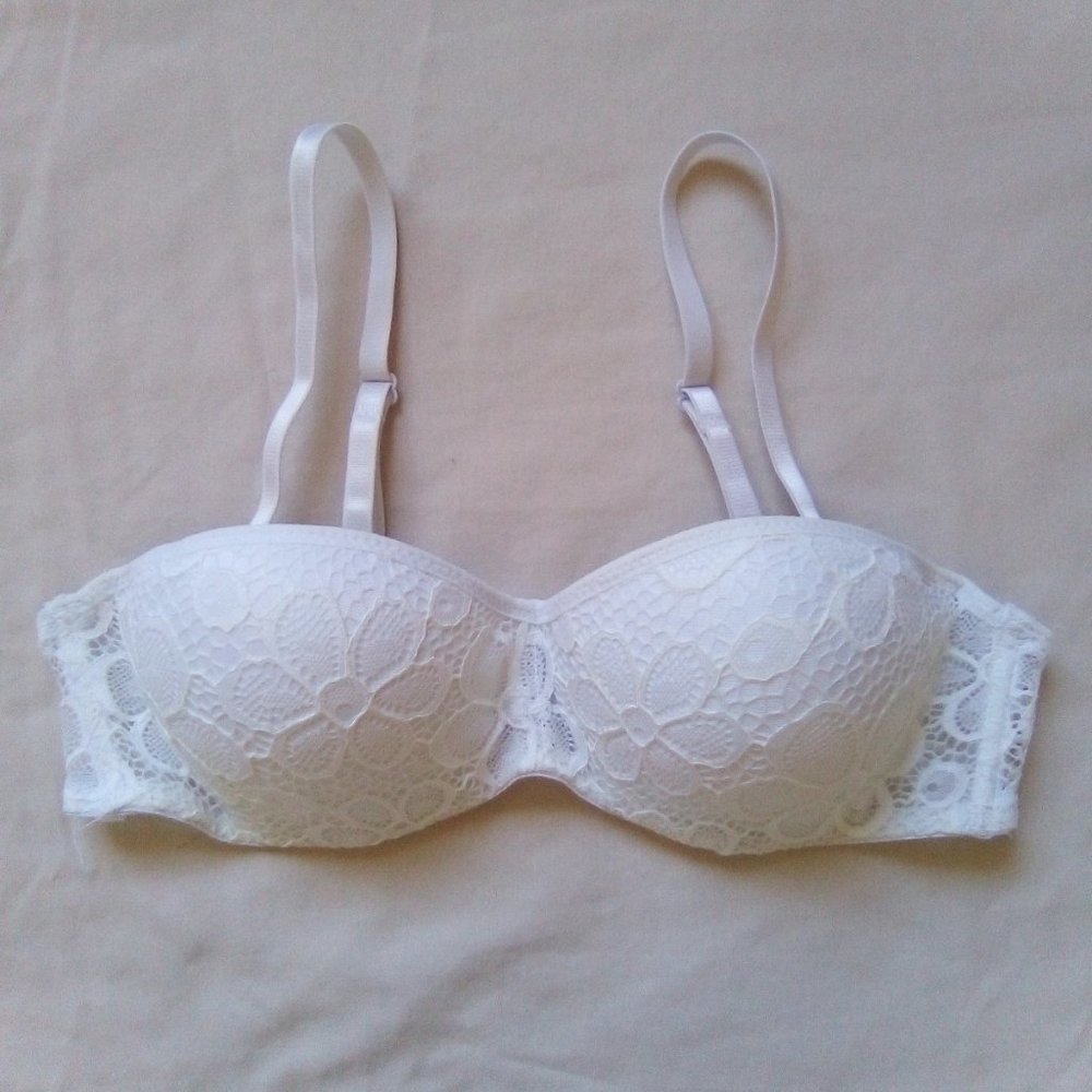 New - Lace Convertible Underwire Padded Bra with Removable Shoulder Straps, 34A
